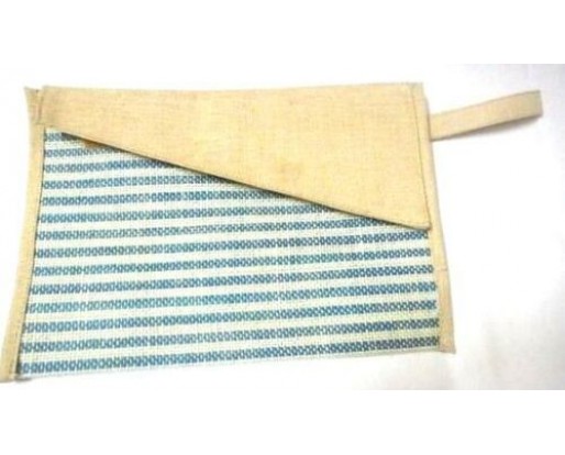 Blue Jute Burlap File Folder Case Binder Bag - Classy Gift Filing Paper Storage